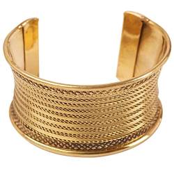 Touchstone New Indian Bollywood Desire Brass Base Exotic Workmanship Finely Placed Hammered Wire Stylish Wrist Enhancer 1.25 Inches Free Size Cuff Bracelet In Antique Gold Tone for Women. von Touchstone