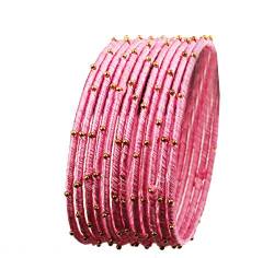 Touchstone Seidenfaden Armreif Kollektion handgefertigte Kunstseidenfaden exotischen Look Perlen erröten Designer Armreifen Armbänder für Damen 2.5 Set von 12 erröten Rosa von Touchstone