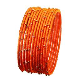 Touchstone Seidenfaden Armreif Kollektion handgefertigten Kunstseidenfaden exotischen Look mit Perlen Karotte orange Designer Armreifen Armbänder für Damen 2.37 Set von 12 Orange von Touchstone