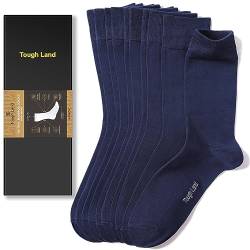 Tough Land Herren-Socken aus Viskose für Bambus, 5 Paar in einer Box, atmungsaktiv und luxuriös weich, Marineblau, 37.5-41.5 EU von Tough Land