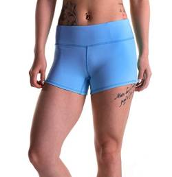 Tough Mode Damen-Trainingshose, Volleyball, Crossfit, Laufen, WOD Athletic Shorts, 7,6 cm (3 Zoll) - Blau - Klein von Tough Mode