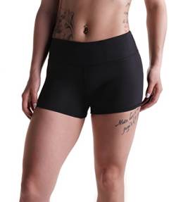 Tough Mode Damen-Trainingshose, Volleyball, Crossfit, Laufen, WOD Athletic Shorts, 7,6 cm (3 Zoll) - Schwarz - Klein von Tough Mode