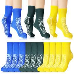Toulite 10 Paar doppelseitige Lauffläche rutschfeste Sicherheitssocken Sturzprävention Krankenhaussocken Slipper Socken für Damen Herren, Lebendige Farben, Medium von Toulite