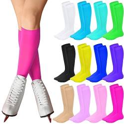 Toulite 12 Paar Eiskunstlaufsocken für Damen Herren Kinder Eislaufsocken Einfarbig Rollschuh Socken, Stilvolle Farben., Einheitsgröße von Toulite
