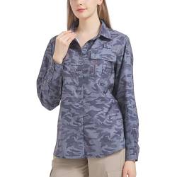 Toumett Damen-Shirt, LSF 50, langärmelig, UV-Sonnenschutz, Safari-Shirt, Outdoor, schnell trocknend, Angeln, Wandern, Reisen, Camo, XL von Toumett