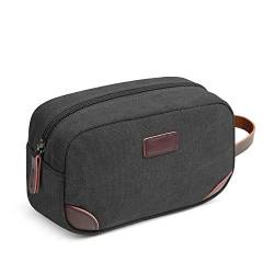 Herren Reise Kulturbeutel Organizer Tasche Canvas Shaving Dopp Kit Badezimmer Tasche, Schwarz , S von Toupons