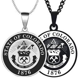 Colorado State Seal Schmuck für Herren und Damen, Malitär, patriotisch, Unisex, 2 Stück, Edelstahl von Toveve