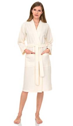 TowelSelections Bademantel, Kimono, Waffel-Muster, für Damen, Spa - elfenbein - Small-Medium von TowelSelections