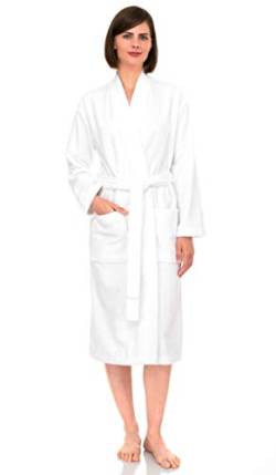 TowelSelections Damen-Bademantel, weicher Baumwoll-Bademantel für Damen, Spa-Frottee-Bademäntel für Damen, Weiss/opulenter Garten, Large-X-Large von TowelSelections