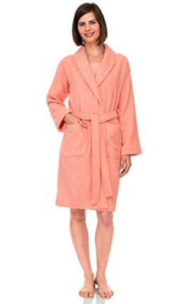 TowelSelections Damen Bademantel 100% Baumwolle Kurz Frottee Bademantel, Apricot Blush, X-Large von TowelSelections