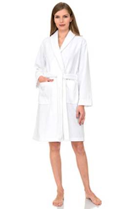 TowelSelections Damen Bademantel 100% Baumwolle Kurz Frottee Bademantel, Weiss/opulenter Garten, X-Large von TowelSelections