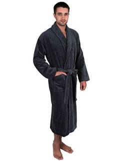 TowelSelections Herren-Bademantel aus Baumwolle, Frottee, luxuriös, Spa-Bademantel, Dunkelgrau, X-Large von TowelSelections