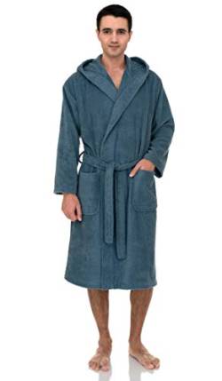 TowelSelections Herren-Bademantel mit Kapuze, hochwertiger Baumwoll-Frottee-Bademantel, weicher Bademantel für Herren, XS-4X, Blue Heaven, Large von TowelSelections