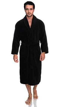 TowelSelections Herren Baumwolle Robe Frottee Luxus Spa Bademantel, schwarz, XX-Large von TowelSelections