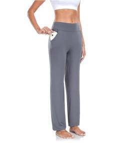 TownCat Damen-Yogahose mit Taschen, hohe Taille, Workout, gerades Bein, weiche Fitness-Stretch-Hose, Dunkelgrau1, X-Groß von TownCat