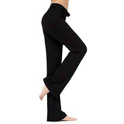 TownCat Trainingshose für Damen, Yoga-Hose, legere Yoga-Hose mit Kordelzug für Yoga und Jogger Gr.(Schwarz-L) von TownCat
