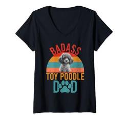 Damen Badass Toy Pudel Papa Spielzeug Pudel T-Shirt mit V-Ausschnitt von Toy Poodle Gifts