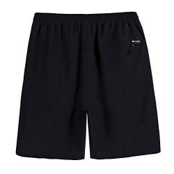 Kurze Sport und Freizeit Hose für Herren, Schnelltrocknend Cargoshorts Trainingshose mit Reißverschluss Taschen - Fürs Training, Sport, Fitness, Laufen und Gym A2-Schwarz,6XL von ToySdeal