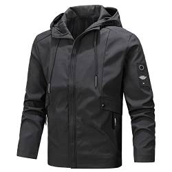 ToySdeal Regenjacke Herren Herbst, Wasserdichte OutdoorJacke, atmungsaktiver Windbreaker mit Kapuze, Klimaschonende Wanderjacke (Winddicht Dünne A2-Schwarz,7XL) von ToySdeal