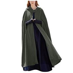 TIREOW Damen Wollmischung Poncho Hochzeit Braut Umhang Mit Kapuze Frauen Winter Kapuzen Wollmantel Mantel Herbst Cape Halloween Weihnachten Kostüm Gothic Punk Mittelalter Hexenmantel (Green, M) von Toysmith