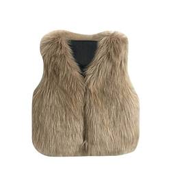 TIREOW Kleinkind Kinder Mädchen Faux Pelzmantel Weste Fellweste Weihnachtsjacke Puffer Steppweste Frühling Winter Warme Weste Kinderwesten 3-7 Jahre (Khaki, 6T) von Toysmith