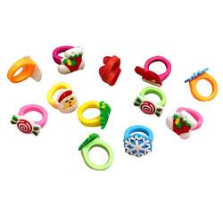 Toyvian 30 Stücke Weihnachten Kinder Ringe Fingerring Silikon Ring Set Xmas Party Geschenke für Mädchen Schmuck (Gelegentliche Stile) von Toyvian