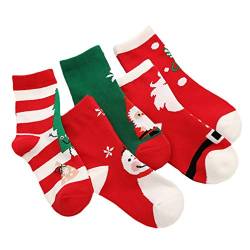 Toyvian 5 Paare Kinder Weihnachtssocken Jungen Mädchen Kleinkind Baby Baumwollsocken Urlaubssocken Warme Wintersocken 4-6 Jahre Alt M von Toyvian