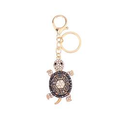 Toyvian Kreative Keychain Legierung Simulation Schildkröte Bling-Bling Keychain Schlüsselanhänger Handtasche Dekorationen Hängen Anhänger für Mädchen Frauen Liebhaber Geschenk (Goldene und Schwarze) von Toyvian