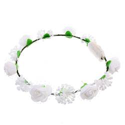 Toyvian Led-rosen-stirnband Blumenmädchen-kopfschmuck Feenkronen Für Frauen Led-haarband Geführtes Kopfstück Stirnband Für Blumenmädchen Anzünden Perlmutt Weiß Zubehör Fräulein von Toyvian