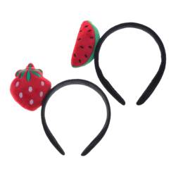 Toyvian Wassermelonen-Stirnband Erdbeer-Haarband – 2 Stück Lustige Frucht-Stirnbänder Niedlicher Plüsch-Bopper-Haarreifen Zum Verkleiden Cosplay Kostüm Haar-Kopfschmuck-Zubehör von Toyvian