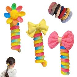 Colorful Telephone Wire Hair Bands for Kids,2023 New Spiral Hair Ties Phone Cord,Braided Telephone Wire Hair Bands,Spiral Hair Ties Phone Cord for Women Girl (C) von TrEgoo
