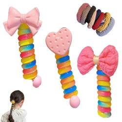 Colorful Telephone Wire Hair Bands for Kids,2023 New Spiral Hair Ties Phone Cord,Braided Telephone Wire Hair Bands,Spiral Hair Ties Phone Cord for Women Girl (E) von TrEgoo