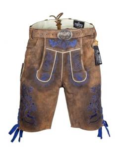 Lederhose Herren kurz Trachten Lederhose antik braun Oktoberfest Lederhose Bayerische Lederhose Trachtenlederhose mit Trachten Gürtel Gr 46-64 (54) von Trachten Lord