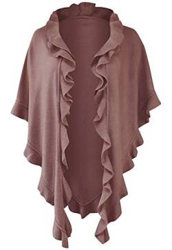 Poncho Cape Trachtentuch Umhang Stola Schultertuch Trachten-Tuch Damen Strickponcho Tracht Strick Trachtenponcho gestrickt Überwurf Volants Rüschen Schal Cashmink, Farbe:rosa von Trachten Mayr