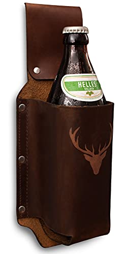 Bierholster Biergürtel Flaschenhalter aus echtem Leder Männer, Bierhalter als Geschenkideen zum Geburtstag von Trachtenfuchs