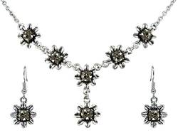 Blumen Collier mit Ohrhängern - Black Diamond von Trachtenland