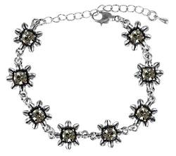 Silbernes Strass Armband mit Blüten - Black Diamond von Trachtenland