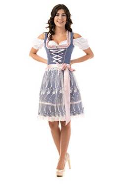 Trachtl.de Dirndl Trachtenkleid Damen Nicole IN BLAU/ROSA 3.TLG 36 von Trachtl.de