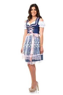 Trachtl.de Dirndl Trachtenkleid Damen Sarah IN BLAU 3.TLG 42 von Trachtl.de