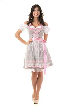 Trachtl.de - Ertex GbR Dirndl Trachtenkleid GRAU/ROSA 3.TLG (201) - Größe 38 von Trachtl