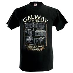 Traditional Craft Ltd. Irland Herren T-Shirt Schwarzes mit Galway Pubs Design (M) von Carrolls Irish Gifts
