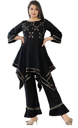 Traditional Jaipur Damen Rayon Party Wear Kleid mit Crop Top mit Jacke mit Plazzo Set (X-Large) von Traditional Jaipur