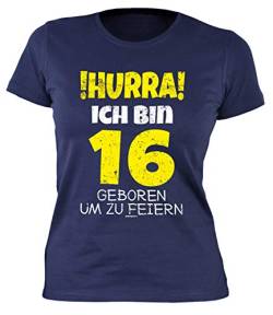 16. Geburtstag Mädchen T-Shirt - Leiberl 16 Jahre Geschenk zum 16 Geburtstag Tochter (L, Blau) von Träumeland