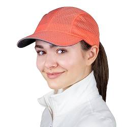 TrailHeads Cap Damen zum Joggen - Race Day Performance Cappy Frauen - Leichte & Schnell Trocknende Sport Cap Damen Sommer aus Mesh mit Reflektierendem Rand - Korallenrot von TrailHeads