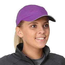 TrailHeads Cap Damen zum Joggen - Race Day Performance Cappy Frauen - Leichte & Schnell Trocknende Sport Cap Damen Sommer aus Mesh mit Reflektierendem Rand - strahlendes lila von TrailHeads