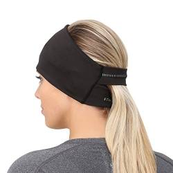 TrailHeads Stirnband für Damen/Ohrenwärmer mit Pferdeschwanzöffnung und Reflektierenden Nähten - Adrenaline Series (schwarz) von TrailHeads