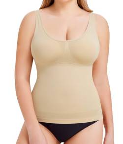 TrainingGirl Frauen Kompression Tank Tops Bauchkontrolle Shapewear Weste Nahtlose Taille Body Shaper Schlankheits Shirt Camisole Tops, Beige, X-Large von TrainingGirl