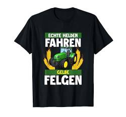 Echte Helden Fahren Gelbe Felgen Trecker Biobauer T-Shirt von Traktor Bauer Evolution Landwirt Gülle Mann Jungs
