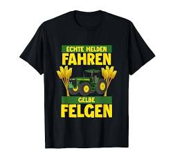 Echte Helden Fahren Gelbe Felgen Trecker Biobauer T-Shirt von Traktor Bauer Evolution Landwirt Gülle Mann Jungs