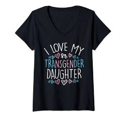 Damen I Love My Transgender Daughter Trans Pride Flag Ally Mom Dad T-Shirt mit V-Ausschnitt von Transgender Clothes Transsexual LGBT Trans Gifts